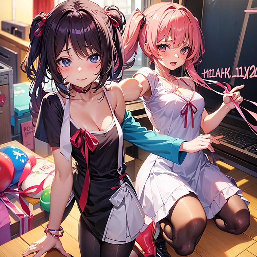 Anime girl gives a birthday present