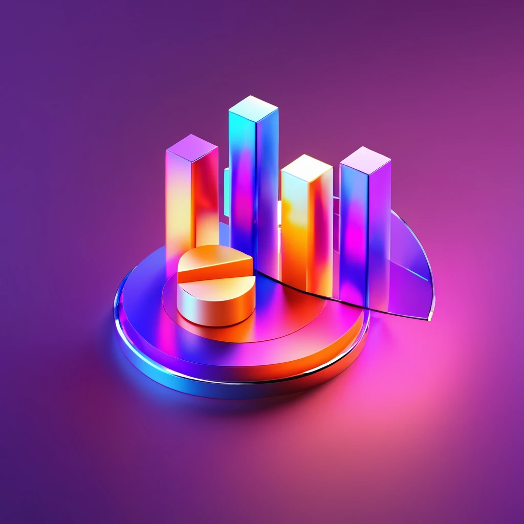 ((best quality, masterpiece)), newsafeiconv2, black safeicon, blender, octane render, C4D, icon, isometric, (server:1.2),transparent glass texture, orange, orange to purple gradient, frosted glass, transparent technology sense, Exquisite details, stunning details, flowing orange light, (black background:1.2), simple background, high contrast, data visualization, pie chart, charts, 3D bar chart, pie chart, futuristic, neon colors 