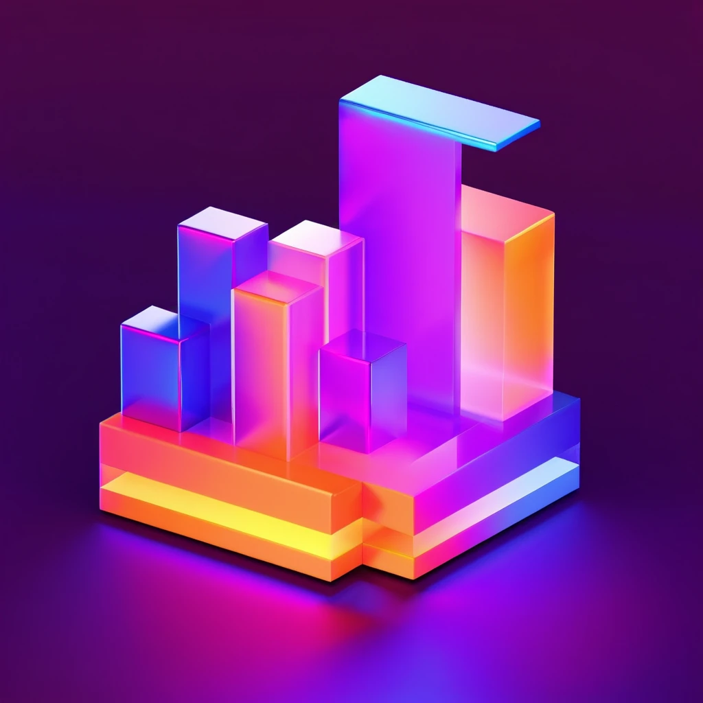 ((best quality, masterpiece)), newsafeiconv2, black safeicon, blender, octane render, C4D, icon, isometric, (server:1.2),transparent glass texture, orange, orange to purple gradient, frosted glass, transparent technology sense, Exquisite details, stunning details, flowing orange light, (black background:1.2), simple background, high contrast, data visualization, pie chart, charts, 3D bar chart, pie chart, futuristic, neon colors 