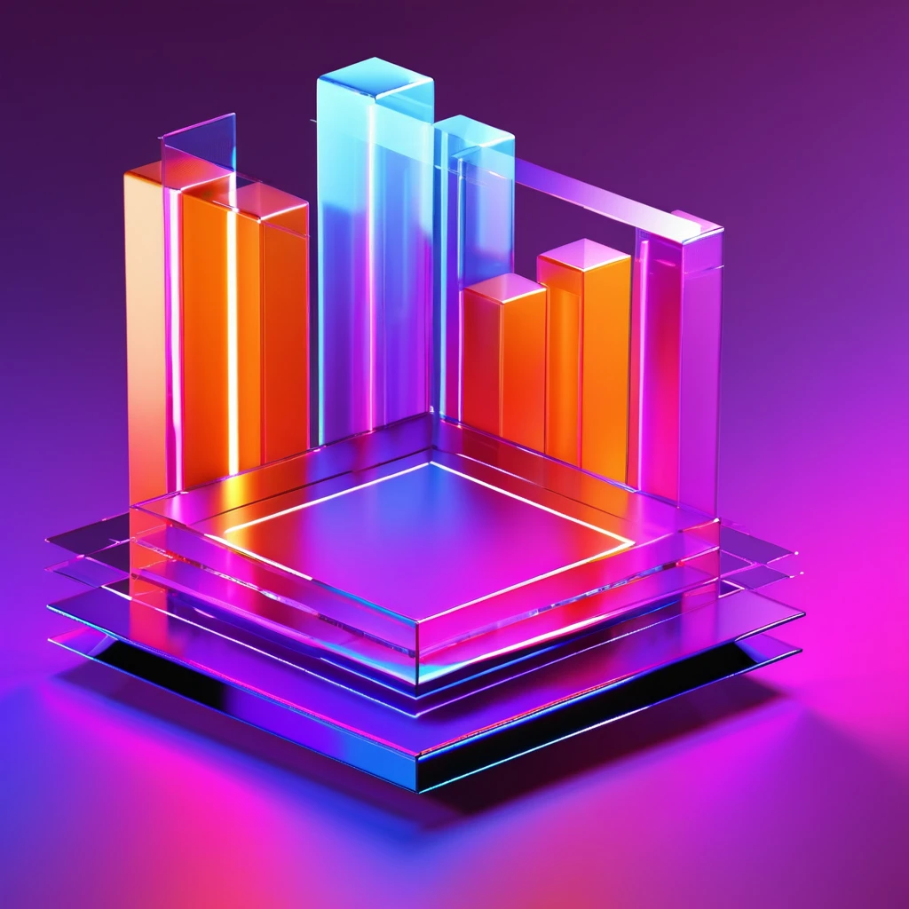 ((best quality, masterpiece)), newsafeiconv2, black safeicon, blender, octane render, C4D, icon, isometric, (server:1.2),transparent glass texture, orange, orange to purple gradient, frosted glass, transparent technology sense, Exquisite details, stunning details, flowing orange light, (black background:1.2), simple background, high contrast, data visualization, pie chart, charts, 3D bar chart, pie chart, futuristic, neon colors 