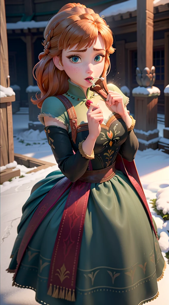 Photo of Anna of Arendelle holding and sucking, putting it in your mouth and sucking