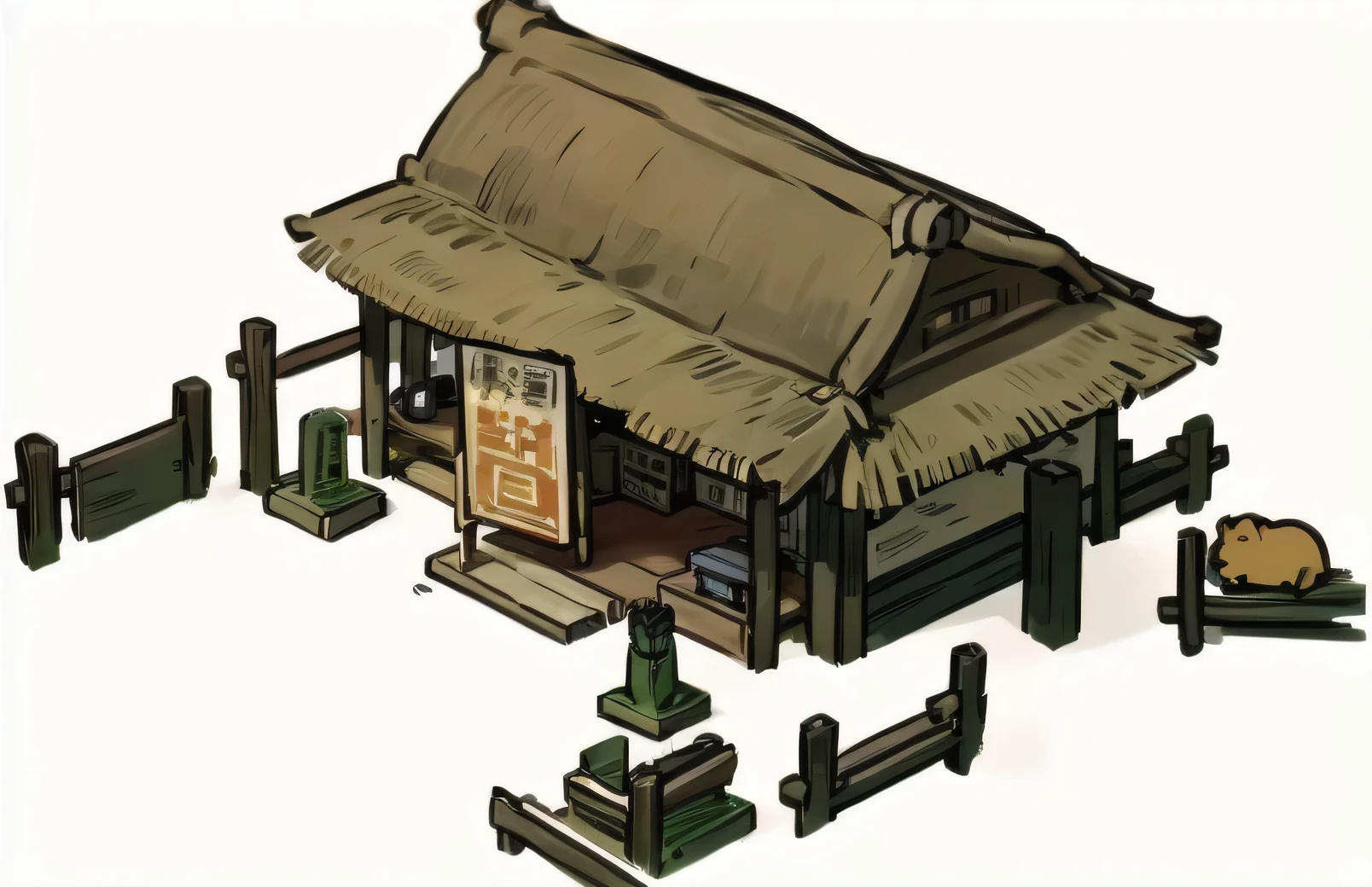 Chinese Tang Dynasty thatched house