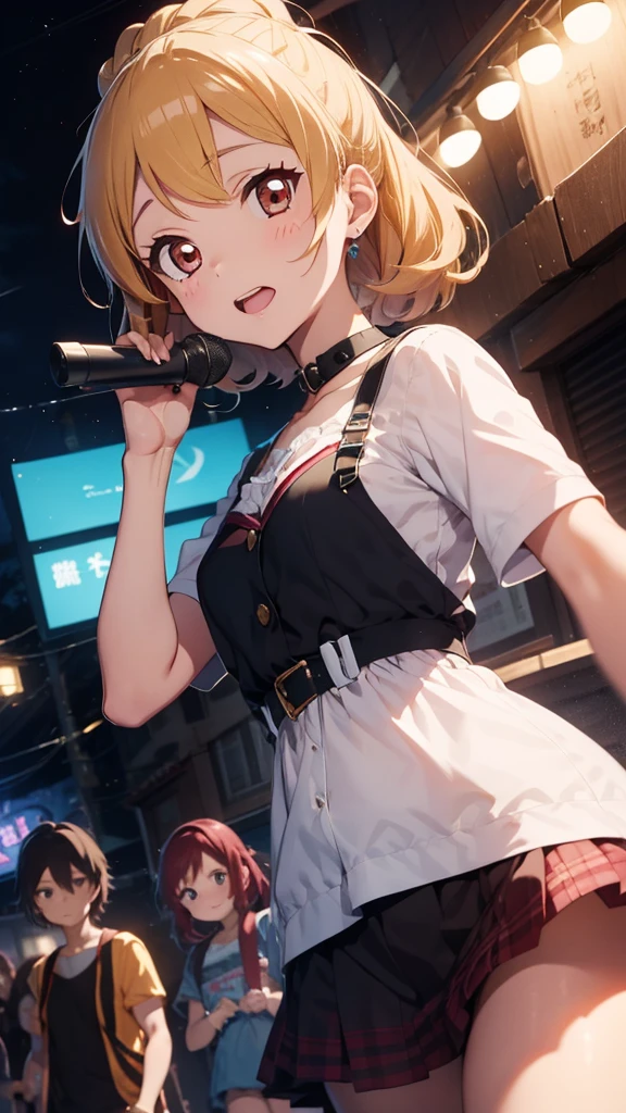 Aikatsu,blonde_hair,red_hair_The band's masterpiece,Highest quality,Super detailed,Highly detailed skin,Very delicate and beautiful,Beautiful attention to detail,1 in, Knee-high boots,tank,mini skirt,uniform, military cap,salute, palace,upright