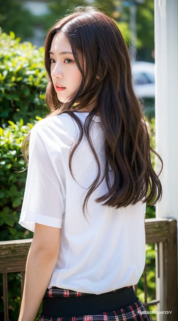 (((masterpiece))), (((Highest quality: 1.4))), ((Very detailed: 1.4)) , ulzzang-6500-v1.1, (RAW Photos:1.2), (Photorealistic), (Genuine:1.4), Sharp focus、Shot from the side、Perfect dynamic composition, Beautiful attention to detail, タレ目cute、Women's Fashion Summer,ponytail,Small breasts Natural color Lips, Bold sexy pose,smile,Harajuku、20-year-old girl、cute、sexy shot looking at camera、(Off-the-shoulder dress)、(Ultra-realistic pantyhose:1.3), Realistic skin texture、Glowing Skin、Exposed thighs!!!