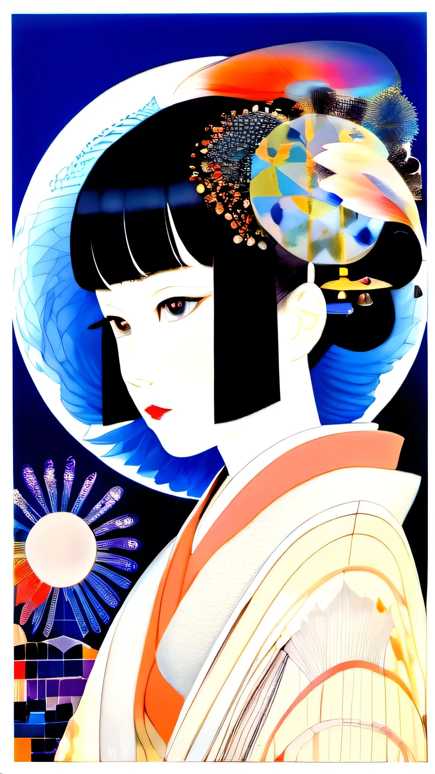 ((Japanese women poster)), Official Art, unity 8k wallpaper, Super detailed, beautifully、aesthetic, masterpiece, Highest quality, Realistic, zenTangle, Mandala, Tangle, enTangle, Fractal Art, Very detailed, Dynamic Angle, The most beautiful form of chaos, elegant, Brutalist design, Vibrant colors, Romanticism, silk,
Hiroshi Yoshida Italo Calvino Hilma af Klint, live-action