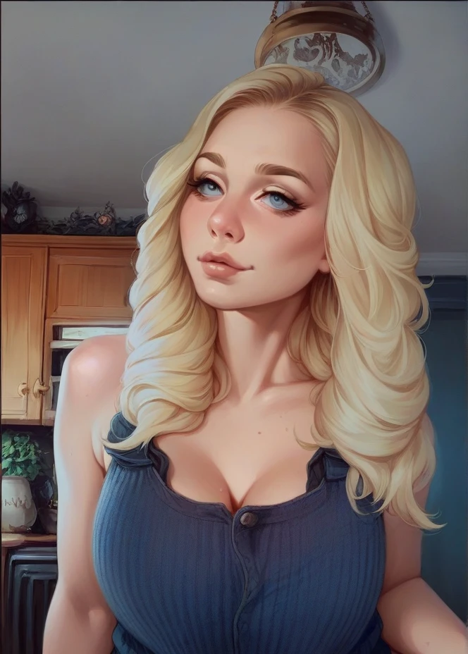 Nude blonde with gigantic huge perky double D's