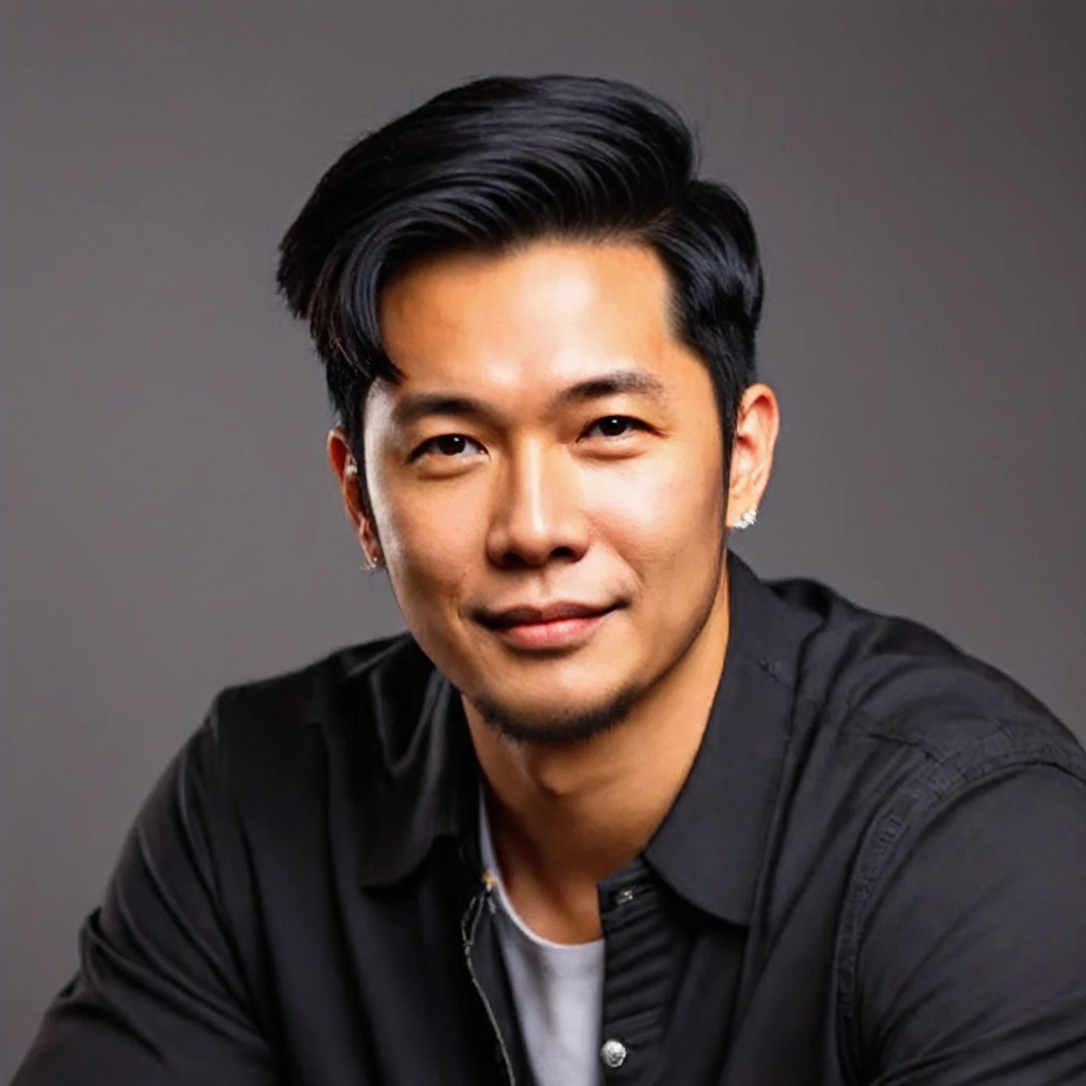 a close up of a man with a black shirt and a black jacket, darren quach, rick dai, david luong, damien tran, victor ngai, kevin hou, edward rucha, by Byron Galvez, headshot photo, handsome chad chin, official photo, jonny wan, ross tan, christopher cao, reuben wu, eric hu, asian male