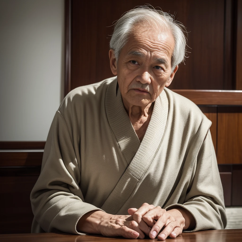 Medium-sized display, Medium shot, Written border depth, Upper Body, angle, masterpiece, angle, (RAW photos, best quality), best quality, Very detailed, CG, 8k wallpaper, Vicissitudes, Older male protagonist,Chinese elderly,80 years old,male,Solitary, Look directly at the audience, front