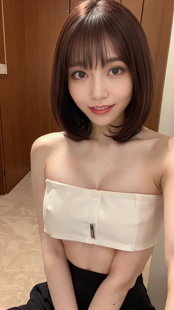 ((Top quality, 8K, Masterpiece: 1.3)), Sharp focus: 1.2, Looking at Viewer, Perfect Style, (((Spread your legs, Sit with your knees bent)))), (Open your mouth: 1.5), (Close your eyes: 0.88), Attractive feminine body, Beautiful, Beautiful, most famous in the world, (ultra realisic), (Photoreal), (Increased resolution), (8K), (Extremely detailed), (best photos), (beautifully detailed eyes), (Best Quality), (Ultra detailded), (Masterpiece ), ( wall paper), (Detailed face), Solo, 1 girl, Looking at Viewer, Fine details, Detailed face, pureerosfaceace_v1, Smiling, Half body, See-through underwear, (strapless cropped tops:1.5), (strapless:1.5), (underboob:1.5), (bare shoulders:1.5),Thin waist, Buttocks, Ultra-fine makeup, ultra-fine clothing material, legs apart, ((nsfw)), ((topless)), big breasts,(Droopy eyes, Natural Makeup、Ultra-high definition beauty face:1.25)、(Ultra high resolution perfect beautiful teeth, Mid-chest, Tight waist, smile:1.15)、Ultra HD Shining Eyes、Super high quality glossy lip