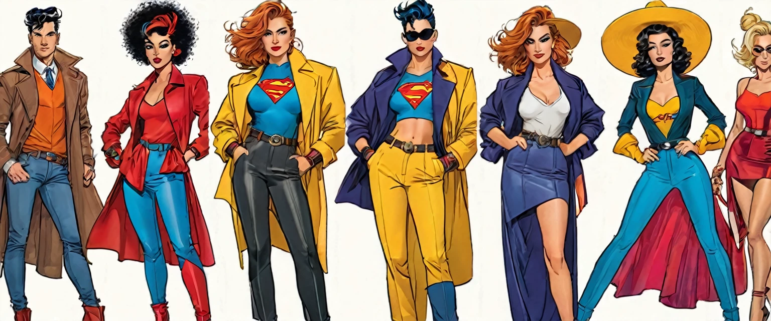 Comic characters wearing fashionable clothes