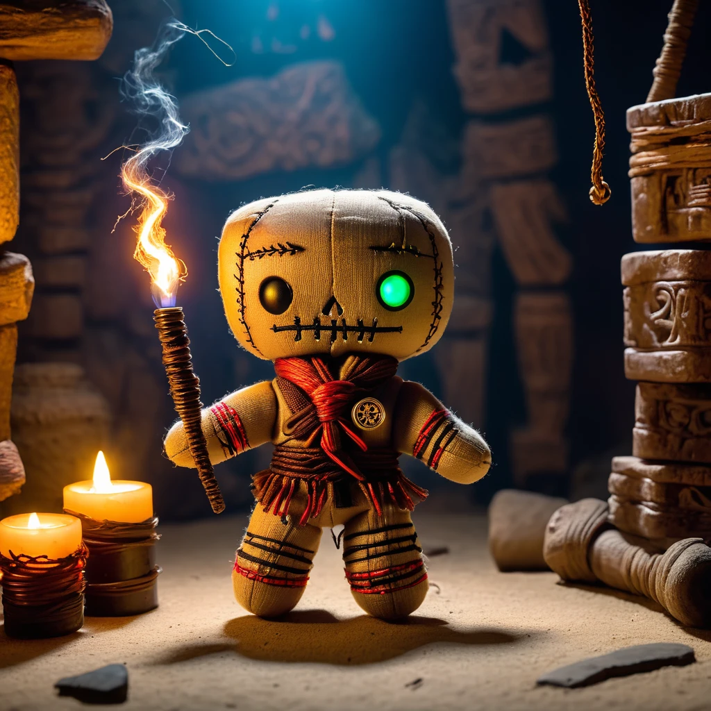 (knitted toy voodoo doll:1.6), (Armenian man:1.3), (magical robe with hood:1.5), (sitting in front of a computer monitor:1.2), (chat window open on screen:1.0), (energy drink cans on table:1.2), (magical and mystical atmosphere:1.5), best quality, masterpiece, detailed soft oil painting, detailed background, dramatic cinematic lighting, soft edge lighting, professional, dramatic lighting, hard edge lighting, ultra quality, 4k, masterpiece, best quality, 8k, ultra high definition, high resolution, extremely detailed