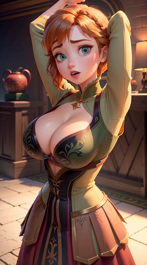  Anna of Arendelle showing huge wide breasts, Drooping breasts, opening your clothes, big breasts, sample big breasts