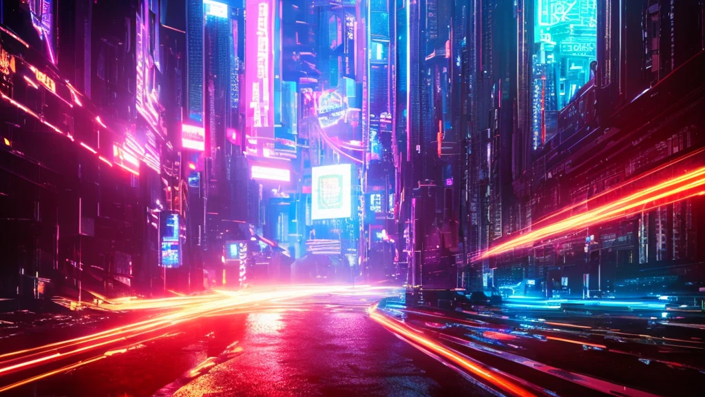cyberpunk, neon cityscape, futuristic city, skyscrapers, neon signs, holographic displays, hacker, cyborg, dark, gritty, moody, dramatic lighting, cinematic, (best quality,4k,8k,highres,masterpiece:1.2),ultra-detailed,(realistic,photorealistic,photo-realistic:1.37),cinematic composition,dramatic atmosphere,vibrant colors,neon red and blue lights,glowing cyber tech,highly detailed environment