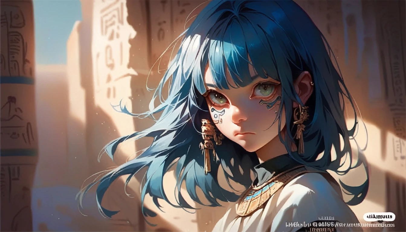 1girl，Artist Name，Egyptian cat，Blue Hair，skin，Keep your mouth shut，Wear，whole body，solo，Standing，Cat&#39;s Tail，埃及Catwoman神, bet, Wearing golden cat armor, Catwoman, Egyptian God, Neferibido, anime Catwoman, Hieroglyphics, Hieroglyphicsics, Pharaoh, Catwoman, Sora is a cat, tabaxi, Cat from the void