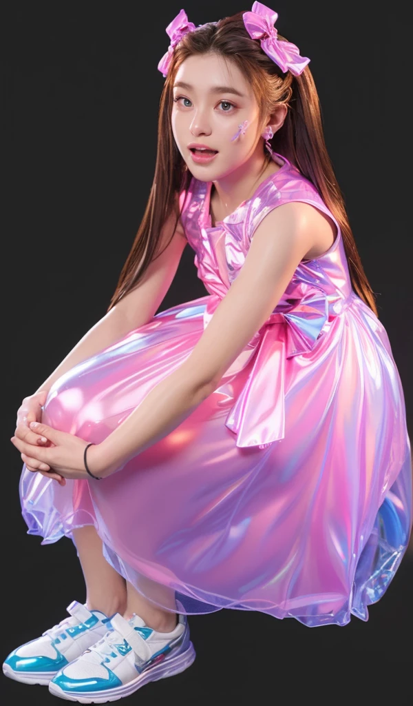 3d style, simplified design, 3d render, glossy texture, smooth 3d model, multiple light sources, rim light, sharp post effects render, (glossy plastic texture with multiple big light probe refractions), perfect cgi, smooth silhouette, high intensity refraction, (super glossy material), most beautiful vfx , blue background, plastic refractions, realistic, 4k, high resolution, rim light, photo shoot, commercial photo, profile shot, 4k, rim light, high resolution, 4k, glossy texture, smooth 3d model, multiple light sources, rim light, sharp post effects render, (glossy metallic texture with multiple big light probe refractions), perfect cgi, cgi art created only with gradients, smooth silhouette, high intensity refraction, (super glossy chrome material), most beautiful vfx, blue background, chrome metal refractions, multiple light sources, rim light, sharp post effects render, perfect cgi, digital art, detailed digital art, reflective, best quality, 4k, masterpiece:1.2, ultra-detailed, realistic, vivid colors, dark and moody lighting, The image of the highest quality, ensuring every detail is showcased perfectly. It in 4k resolution, allowing viewers to immerse themselves in the richness of the colors and intricate details. The realistic rendering. under the spotlight, reflecting, high-resolution image, realistic rendering, dark background, and rim light photorealistic The image features three characters standing in front of three houses. The characters are a red-haired mermaid, a purple cat, and an orange dog. They are each holding a yellow maraca