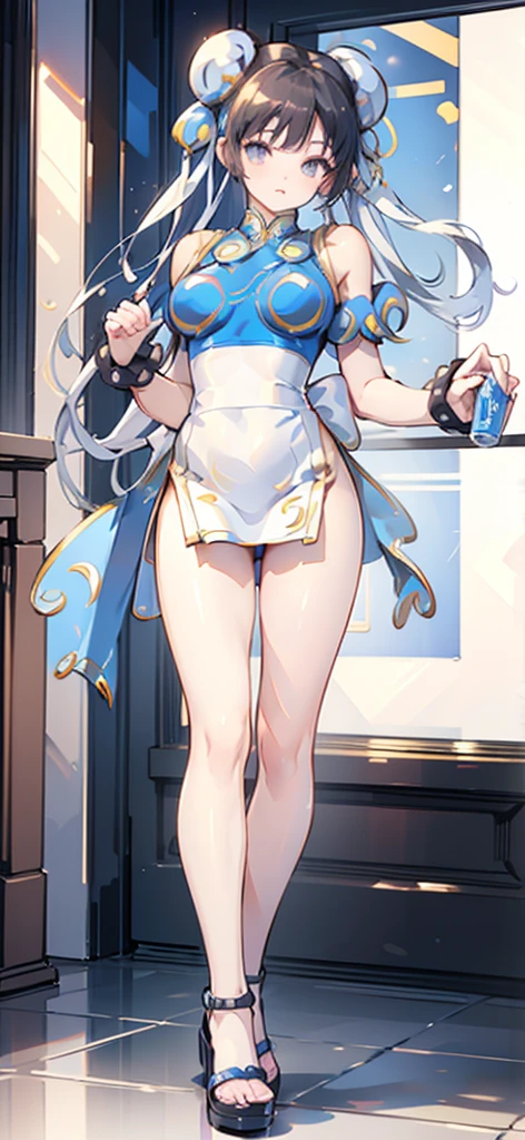 (Chun-Li:1.4),((masterpiece)), ((best quality)), ((ultra detailed)), ((kawaii)), cute, (lovely), ((extremely detailed)), ((8K)), (beautiful), full body,solo,tiny breast