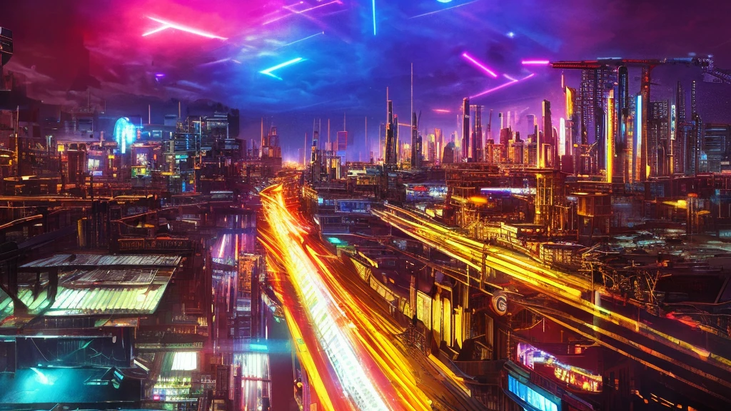 a cyberpunk city, neon lights, skyscrapers, futuristic architecture, advanced technology, glowing holograms, rainy night, dark atmosphere, moody lighting, detailed cityscape, intricate details, vibrant colors, cinematic composition, dramatic shadows, retrofuturistic style, advanced infrastructure, advanced transportation, flying cars, neon signs, holographic advertisements, AI-powered systems, dystopian society, gritty urban environment, industrial elements, mechanical structures, steampunk influences, (best quality,4k,8k,highres,masterpiece:1.2),ultra-detailed,(realistic,photorealistic,photo-realistic:1.37)