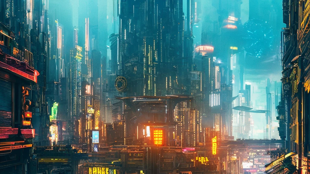 a cyberpunk city, neon lights, skyscrapers, futuristic architecture, advanced technology, glowing holograms, rainy night, dark atmosphere, moody lighting, detailed cityscape, intricate details, vibrant colors, cinematic composition, dramatic shadows, retrofuturistic style, advanced infrastructure, advanced transportation, flying cars, neon signs, holographic advertisements, AI-powered systems, dystopian society, gritty urban environment, industrial elements, mechanical structures, steampunk influences, (best quality,4k,8k,highres,masterpiece:1.2),ultra-detailed,(realistic,photorealistic,photo-realistic:1.37)