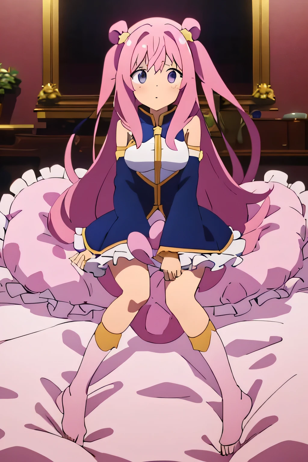 (best quality, masterpiece),mine , details, (Light and shadow oxtail) , Cute girl posing on pillow ,Pillow, Upholstered,Soft pillow quotation,(Pillow),The love surrounding the protagonist,steam,Luxury Pillow),(Gorgeous pattern pillow),luxurious pillow,(bedroom ),pillow grab, standing(Love around the protagonist),(Steaming hot),(pillow),,princess bed , long hair, frilled pillow , ((pink pillow)) , big pillow , standing on pillow, on pillow, pillow damage, stomping pillow, stonping, feet on pillow, pillow on floor, stepping on pillow, full body, pillow on floor, hatsune (princess connect)