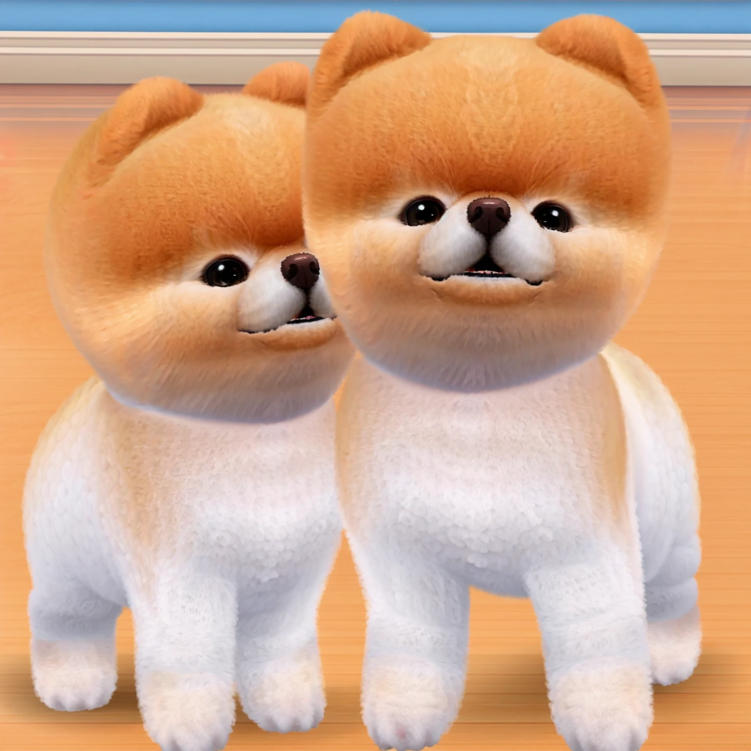 1 fluffy little Pomeranian,Fine fluff,Extremely fine hair,best quality,masterpiece,(Soft colors:1.2)
