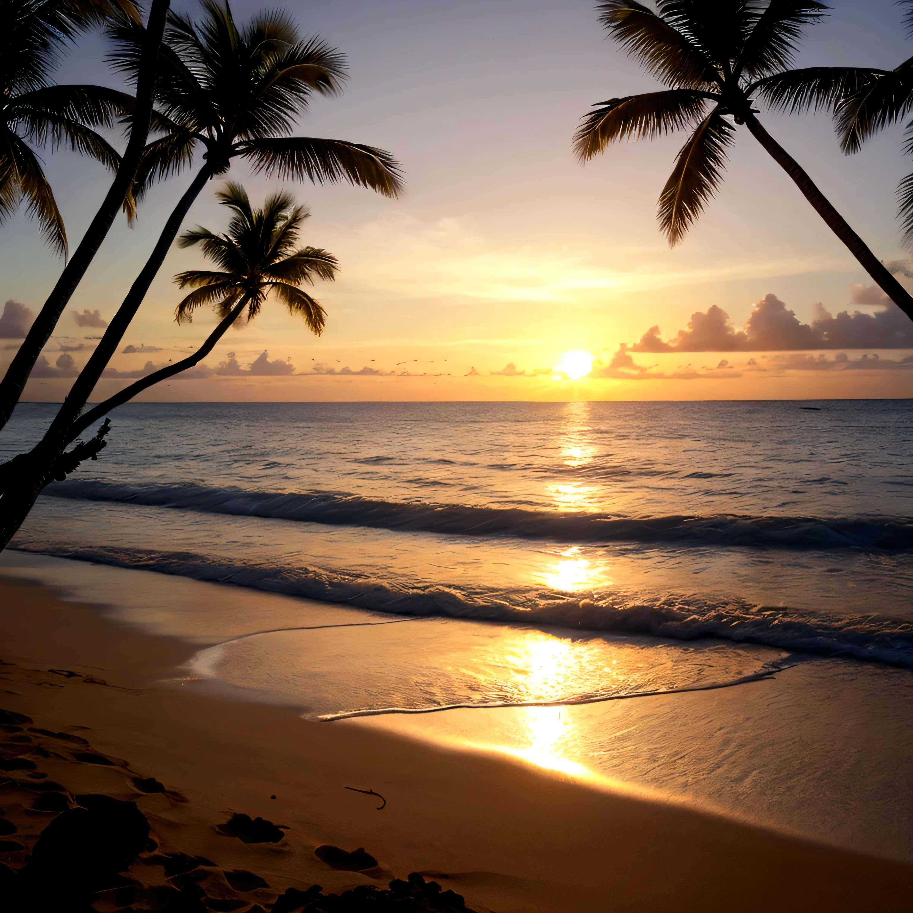 Hawaii,Beach,Palm tree,Ocean,Sunset,evening