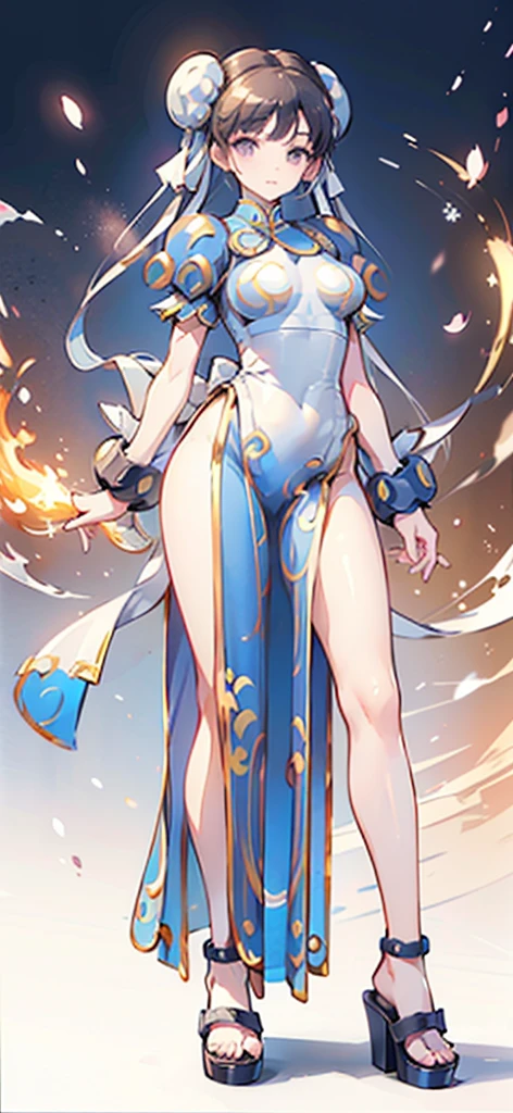 (Chun-Li:1.4),((masterpiece)), ((best quality)), ((ultra detailed)), ((kawaii)), cute, (lovely), ((extremely detailed)), ((8K)), (beautiful), full body,solo,tiny breast