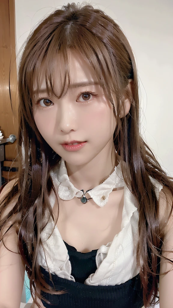 Highest quality, Realistic, Perfect Human Anatomy, Very detailed, Very delicate and beautiful, Raw photo, Professional Lighting, Illumination, Depth of written boundary, Single focus, whole body, Skinny Japanese woman, 30-year-old woman, Brown Hair, Small Head, Beautiful Eyes, True Face, Realistic skin, Fine grain,long hair