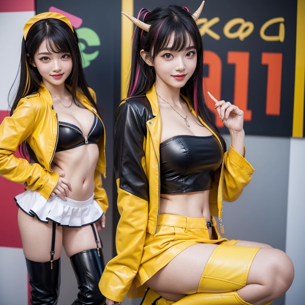 best quality,In 4K,beautiful girl,Swimwear,bikini,Ocean,gravure idol,Model,smile,highest quality,big breasts,hyper real stick、She has her bangs down,beautiful girl,Maid clotheasterpiece,perfect face,perfect breasts,long hair,Outstanding style,stimulating,Cute outfits,Horny girl,double eyelid,Naughty Girls,Erotic and cute,mini skirt,ribbon on uniform,colorful hair color,yellow eyes,leather jacket,horny girl,Knee-high boots,
Colorful,multicoloured,future fashion,smile,,zipper bra,Multicolored clothing