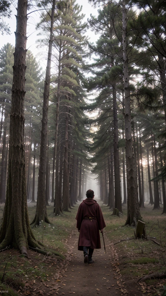"Harry Potter walking through a dense, mysterious forest at dusk. He is holding his wand in his right hand, which emits a faint, magical glow. Harry is wearing his Hogwarts uniform, including the Gryffindor robe, and has a determined expression on his face. The forest is filled with tall, dark trees and a mist that adds an eerie atmosphere. The ground is covered with leaves and twisted roots, and there are shadows and glimpses of magical creatures in the background.",
"size": "1024x1792"((melhor qualidade)), ((Obra de arte)), (detalhado), rosto perfeito
