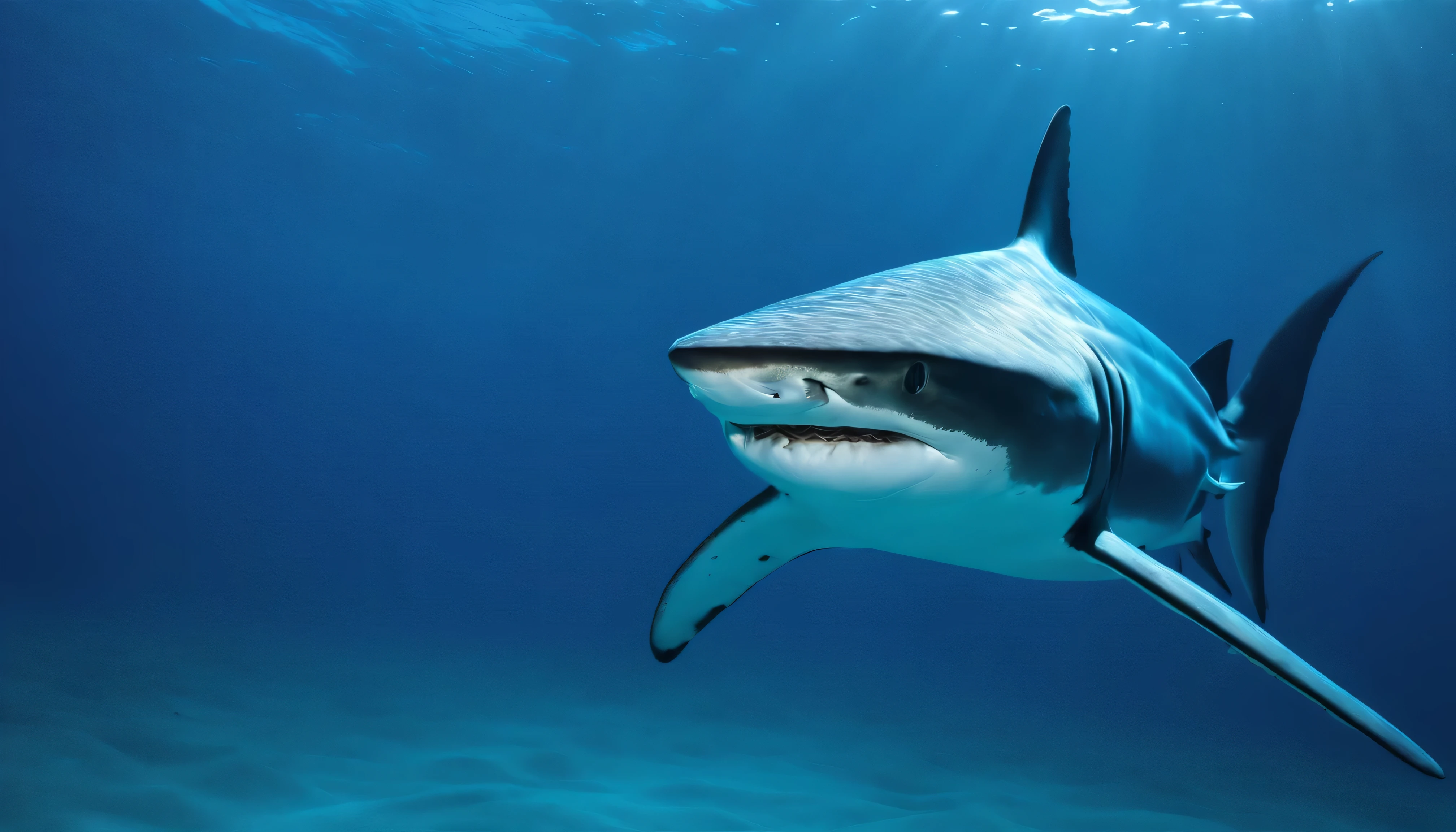 A Magnificent and amazing sharke fish in a blue sea