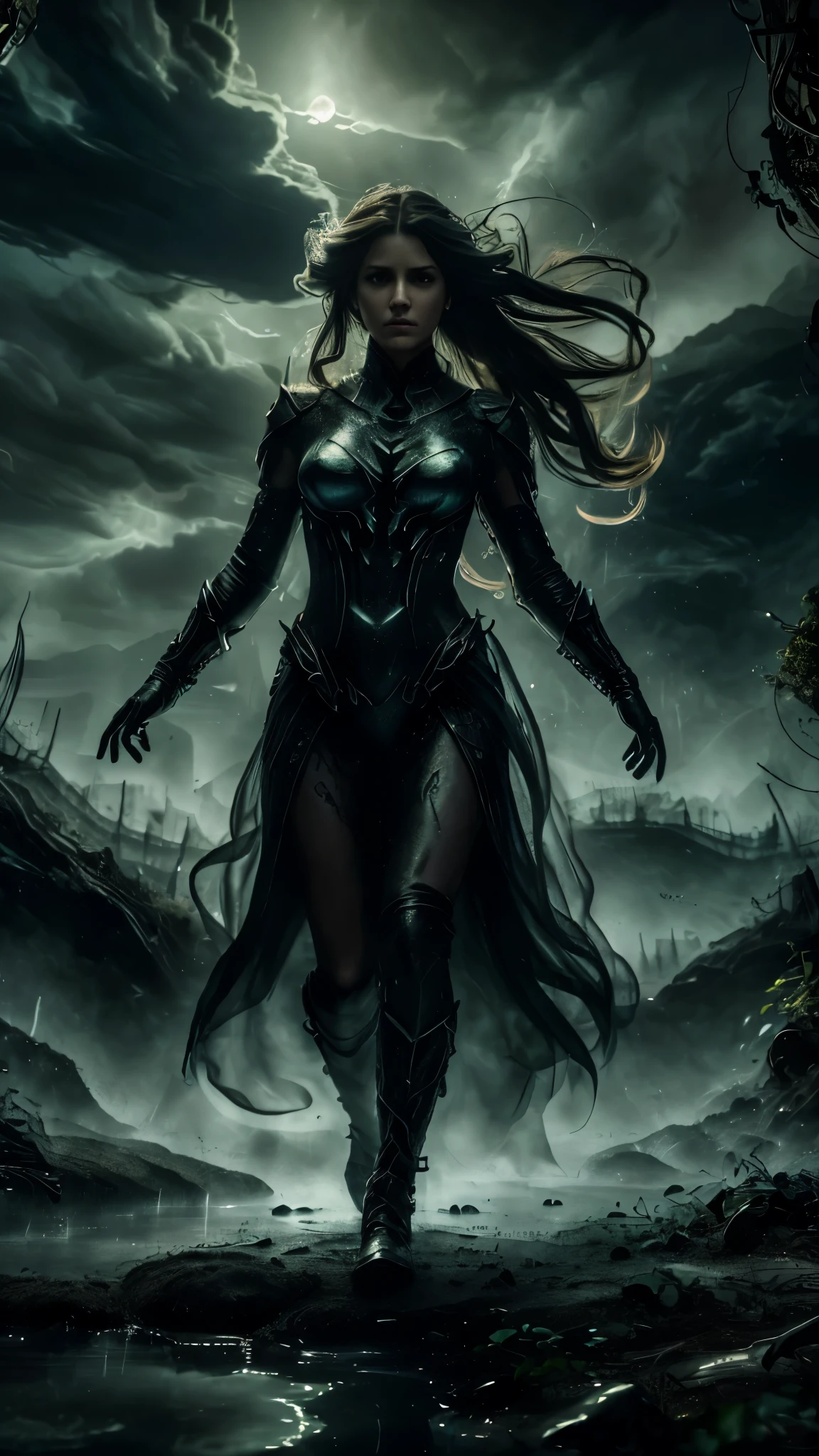 zrpgstyle, from_front side,from_below, A beautiful scary woman made of water, (sadness expression:1.2), woman with (long water hair:1.2), rising out of the water, moss, smoke, vines, churning water, fireflies, midnight, moonlight, backlight, (best quality, 4k, 8k, highres, masterpiece:1.2), ultra-detailed, (realistic, photorealistic, photo-realistic:1.37), HDR, UHD, studio lighting, ultra-fine painting, sharp focus, physically-based rendering, extreme detail description, professional, vivid colors, bokeh, portraits, landscape, horror, anime, sci-fi, photography, concept artists, color palette, radiant lighting.