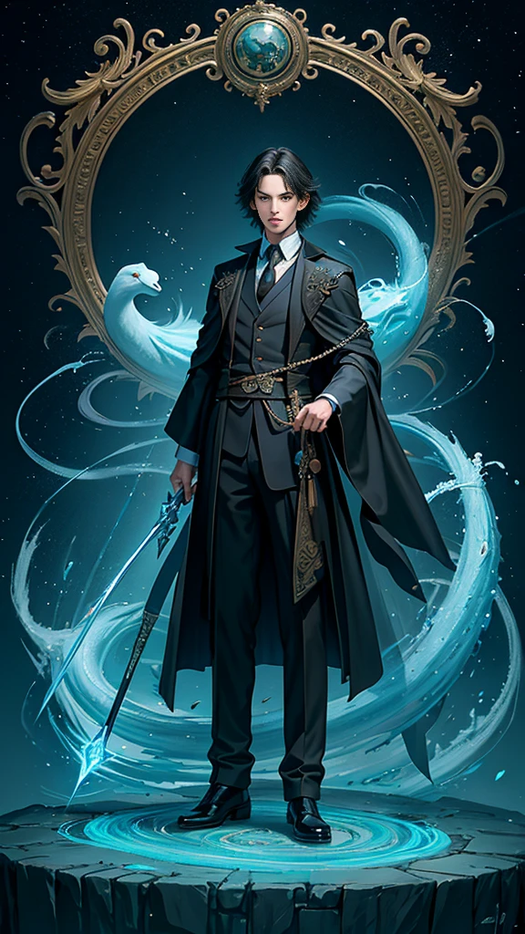 Teenaged, this young, handsome individual is none other than a youthful incarnation of Keanu Reeves. Dressed in robust Hogwarts robes, he assumes the role of a young wizard student with an air of distinct charm. In his hand, a magic wand gleams, ready for the next spell. His companion, a snake patronus, coils protectively by his side. The background showcases the surreal and enchanting magic style of Hogwarts, with its intricate detailing and rich tapestry of colors. This ultra-quality masterpiece, a surreal blend of reality and fantasy, is a work of art that transcends the ordinary.