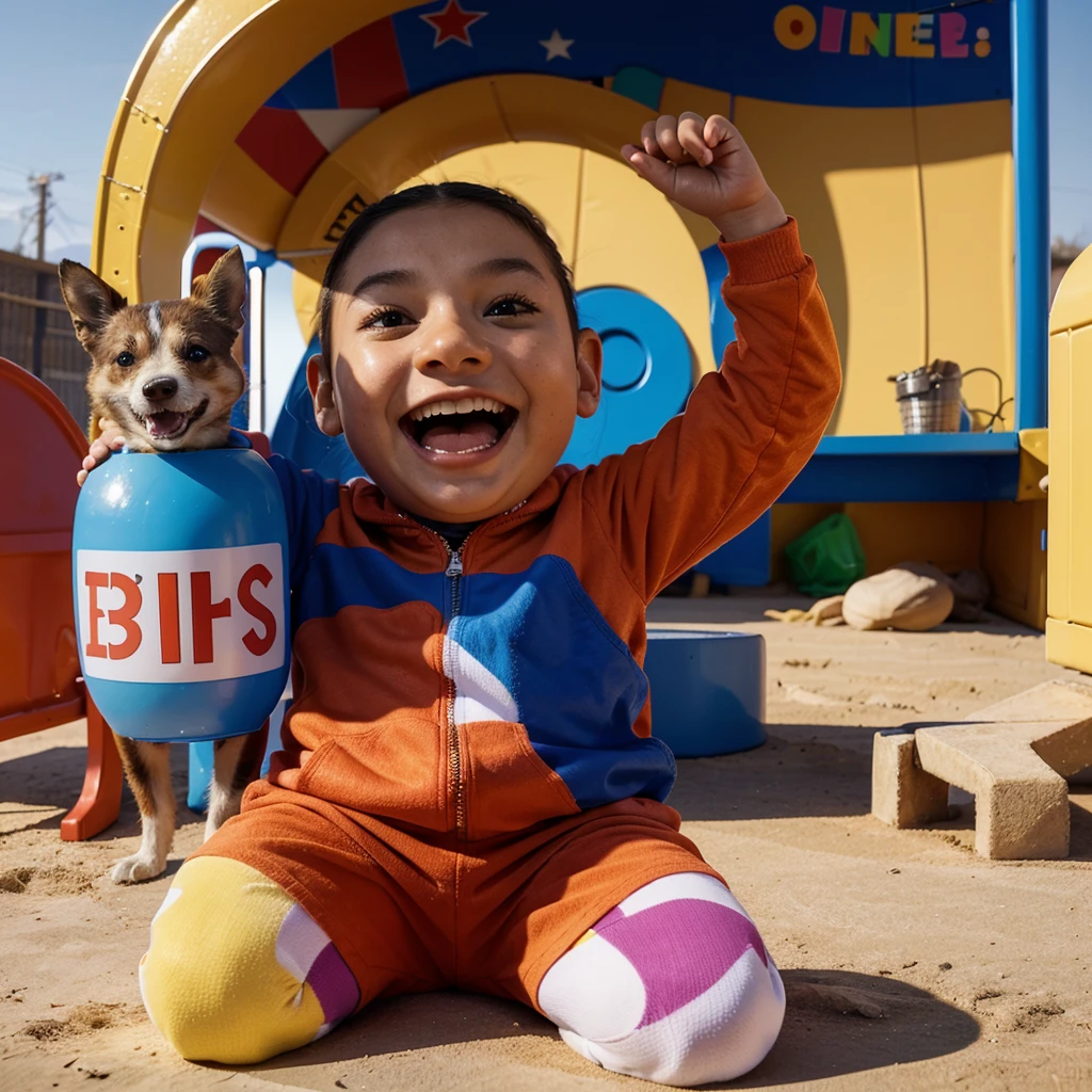 3D image with the “Fun Kids Songs” text in English with 3d letters and the friendly animal character.