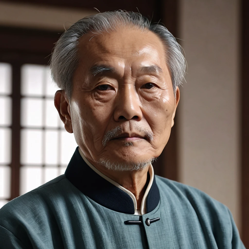 Medium-sized display, Medium shot, Written border depth, Upper Body, angle, masterpiece, angle, (RAW photos, best quality), best quality, Very detailed, CG, 8k wallpaper, Vicissitudes, Older male protagonist,Chinese elderly,80 years old,male,Solitary, Look directly at the audience, front