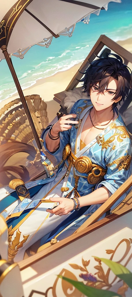 a handsome guy、Serious expression、Cool and beautiful face、Highly Detailed CG Unity 8K Wallpaper, (super masterpiece, Beautiful person, well detailed face polluted smile, It's photorealistic, Hyperrealistic)Cool and handsome face