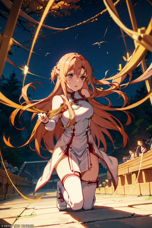 A captivating wallpaper of As Yuuki, Sword Art Online Heroine, Carefully crafted. (Highest quality, High resolution: 3000x3000 pixels)
As Yuuki, Virtual Reality Suit, Long straight blonde hair with bangs, Blue eyes sparkling with determination, Her plump lips are writhing in agony, Moderate: Digital Art, Vibrant colors, High resolution, Cinema Lighting, Ultra-fine detail, Sharp focus, Physically Based Rendering, Very detailed explanation.
((Both hands tied with rope)), (Costume cut into pieces by sword)、Bleeding from a wound、On one knee、Crippling、There are many scratches、The enemy is using tentacles to steal your life force,Ladder binding,