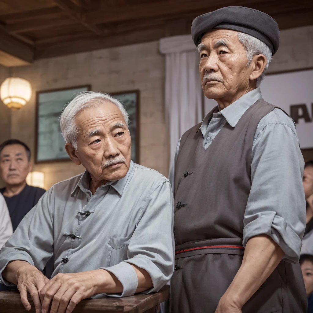 Medium-sized display, Medium shot, Written border depth, Upper Body, angle, masterpiece, angle, (RAW photos, best quality), best quality, Very detailed, CG, 8k wallpaper, Vicissitudes, Older male protagonist，Chinese elderly，80 years old，male，Solitary, Look directly at the audience, front