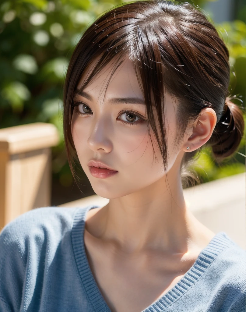 short ponytail hair, short ponytail hair,(4k, RAW photo, best quality, masterpiece:1.2),japanese,1girl,