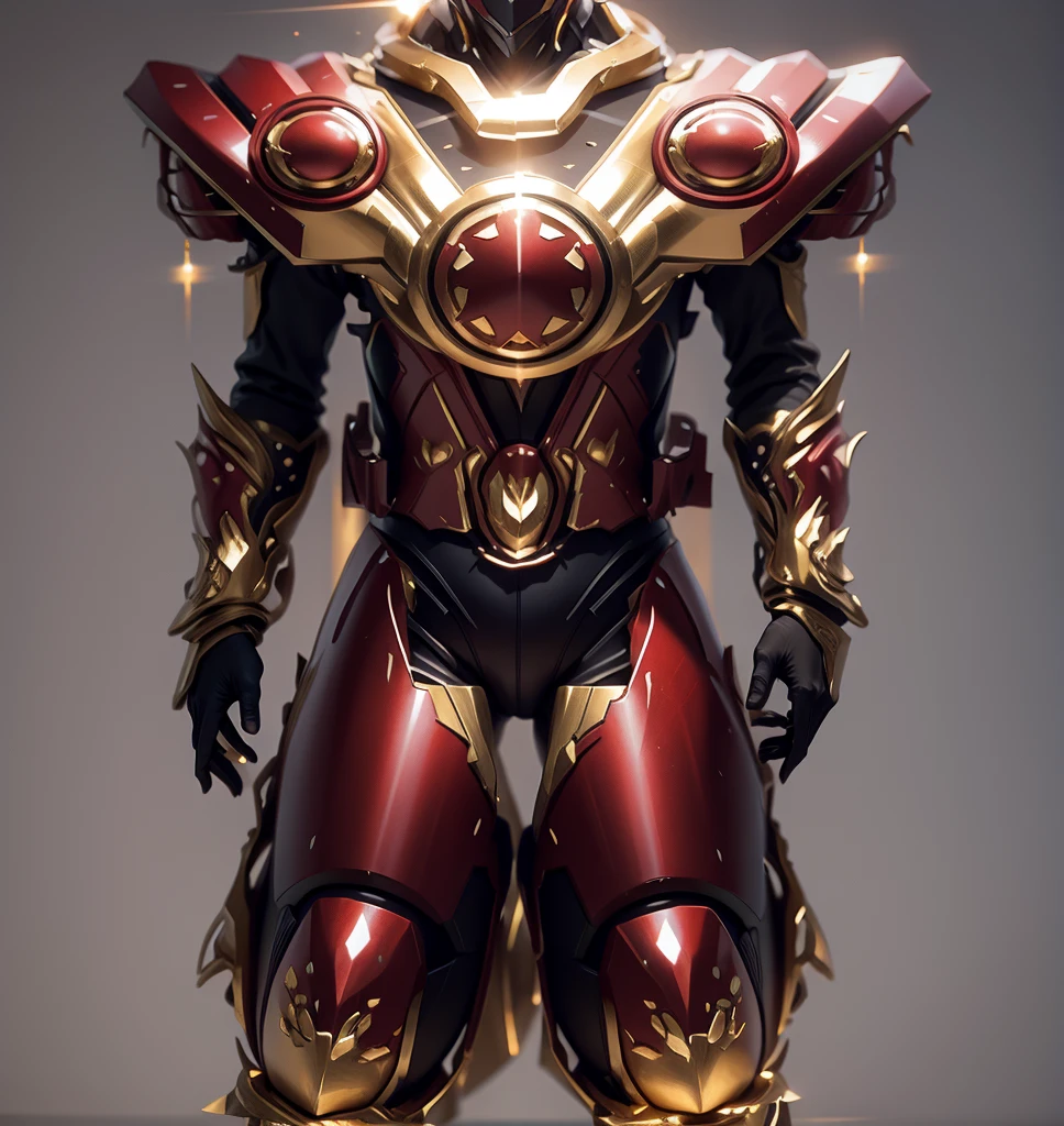 Crystal-like sparkle,The color changes to deep red and gold,Some red and gold(Ensure its layering and armor texture,Red as the main color,Add some gold for decoration)