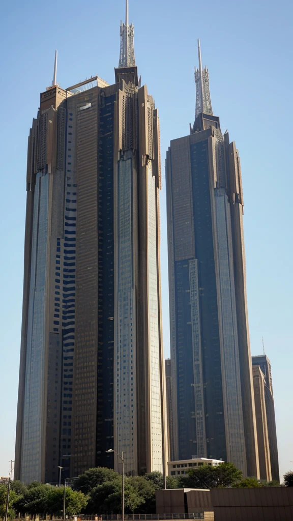 Extremly Ugly Hyper Huge 700 m supertall Brutalist communication tower in Gauteng. Spikes, palisades, hadedas and spires