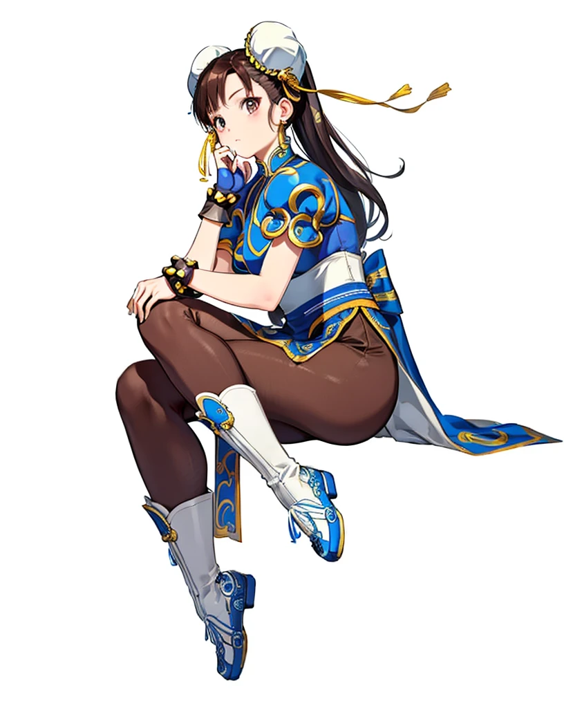 chun-li,((masterpiece)), ((best quality)), ((ultra detailed)), ((kawaii)), cute, (lovely), ((extremely detailed)), ((8K)), (beautiful),flat breast, tiny breast,full body