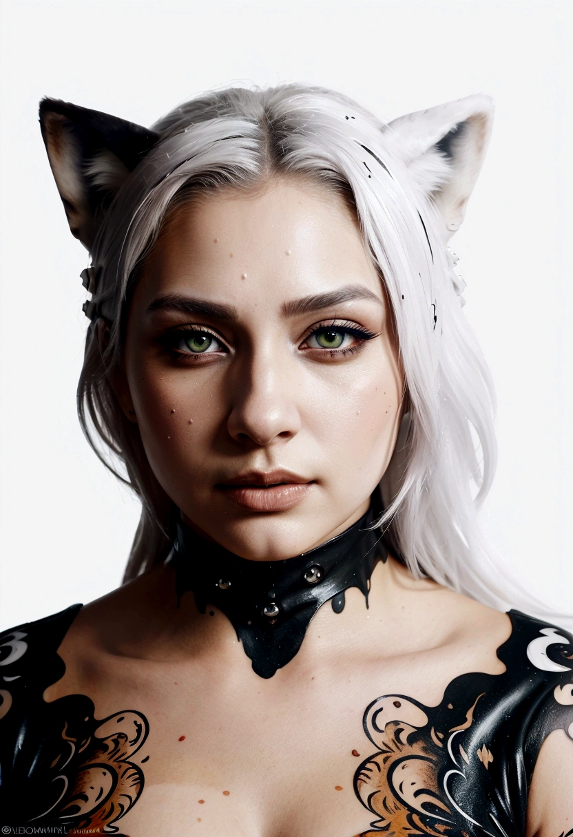 Arte Splash, a wolf head, ((White background)), piercing eyes, Epic Instagram, art station, colorful ink splash style, Contour, hyper-detailed intricately detailed, engine unreal, awesome, details Intricate, splashscreen, colors complementary, fantasy concept art, 8k resolution, deviantart masterpiece, oil painting, heavy brush strokes, paint drips, splash arts