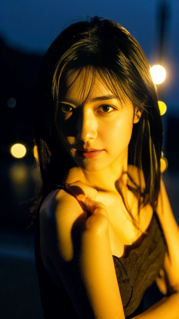 21-year-old Japan woman、Random pose, (8K, RAW Photos, Highest quality, masterpiece:1.2), (Realistically, Photo Real:1.37), One girl, Adorable, View of the Greater Kobe City, night, Professional Lighting, Photon Mapping,Gradient black hair color,Long Hair,daughter, Short skirt,Sexy Legs, High-quality images, High resolution, (Clear Face), (Detailed face description), (Detailed hand description), (masterpiece), (Exquisite CGI), Extreme light and shadow,Masterpieces,Rich details,(Delicate facial features),(Highest qualityの画像),(masterpiece),(Fine grain),Look ahead with your eyes,Thin clavicle