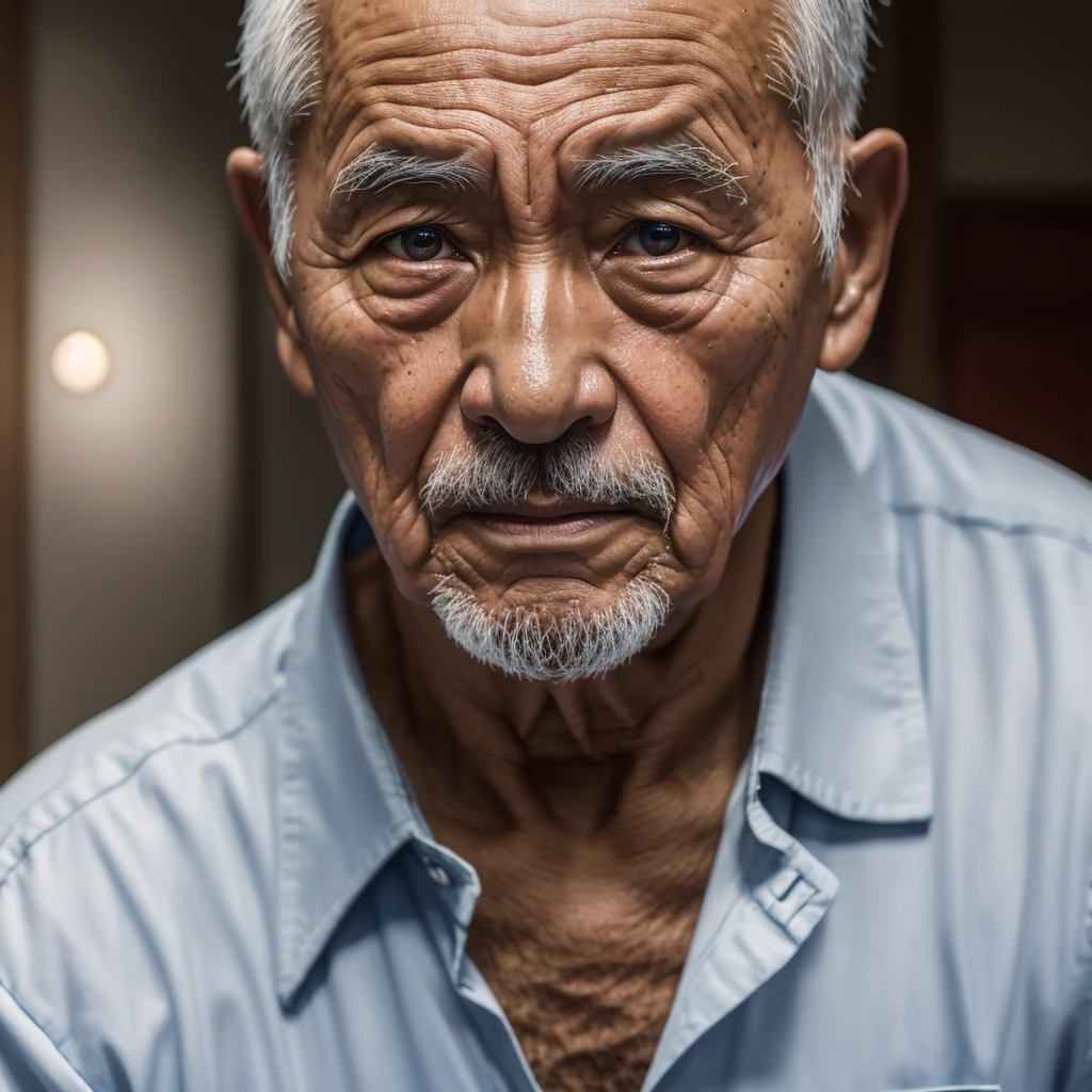Medium-sized display, Medium shot, Written border depth, Upper Body, angle, masterpiece, angle, (RAW photos, best quality), best quality, Very detailed, CG, 8k wallpaper, Vicissitudes, Older male protagonist，Chinese elderly，80 years old，male，Solitary, Look directly at the audience, front