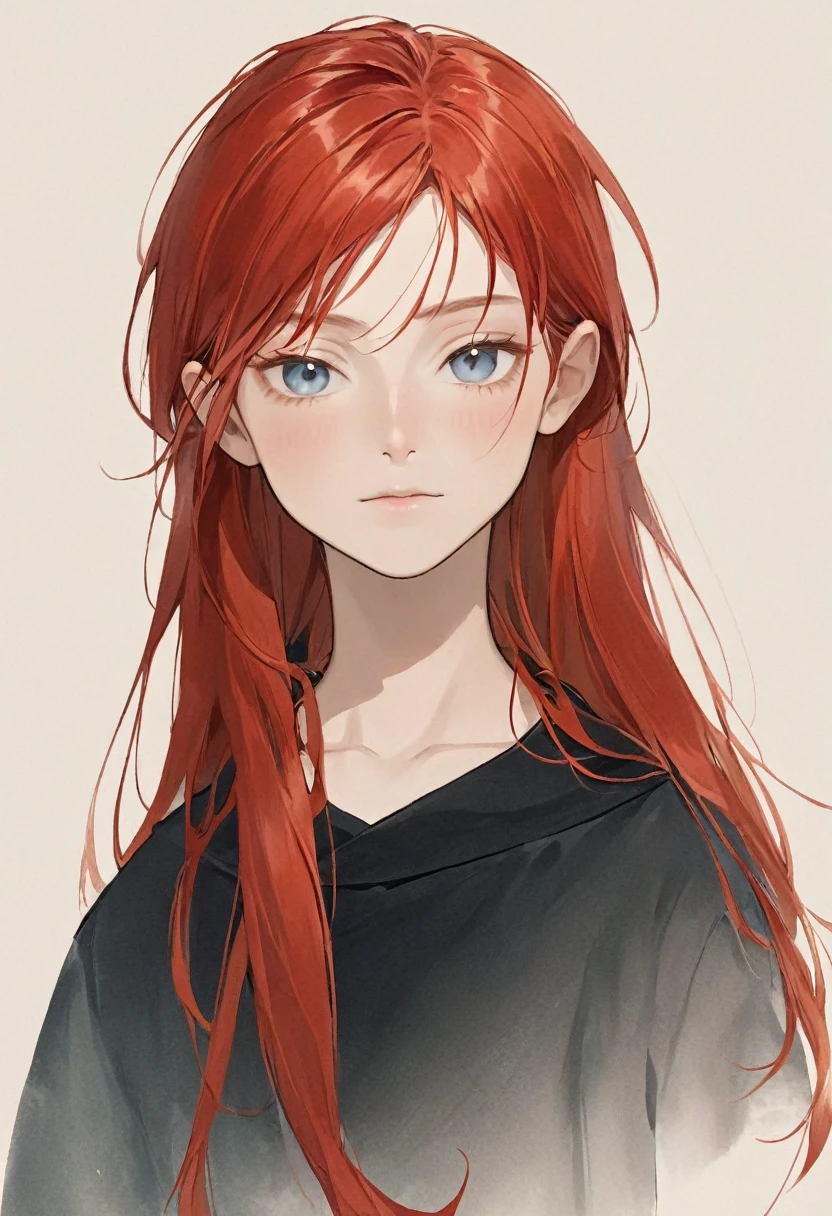 A six year old male with long red hair and an androgynous face