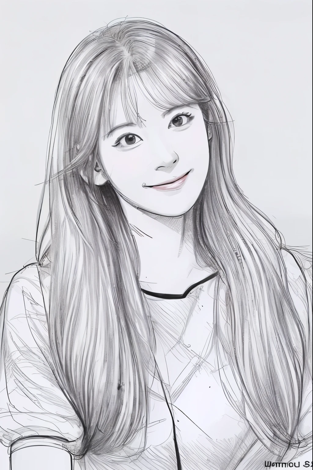 beautiful, alone, 最high quality, High resolution,masterpiece, high quality, One girl, sketch, drawing, pencil speed drawing works, ((user manual, sketch:1.5)), smile,