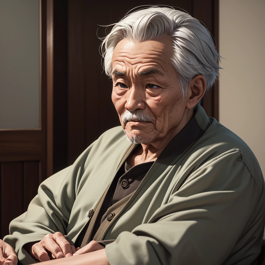 Medium-sized display, Medium shot, Written border depth, Upper Body, angle, masterpiece, angle, (RAW photos, best quality), best quality, Very detailed, CG, 8k wallpaper, Vicissitudes, Older male protagonist，Chinese elderly，80 years old，male，Solitary, Look directly at the audience, front