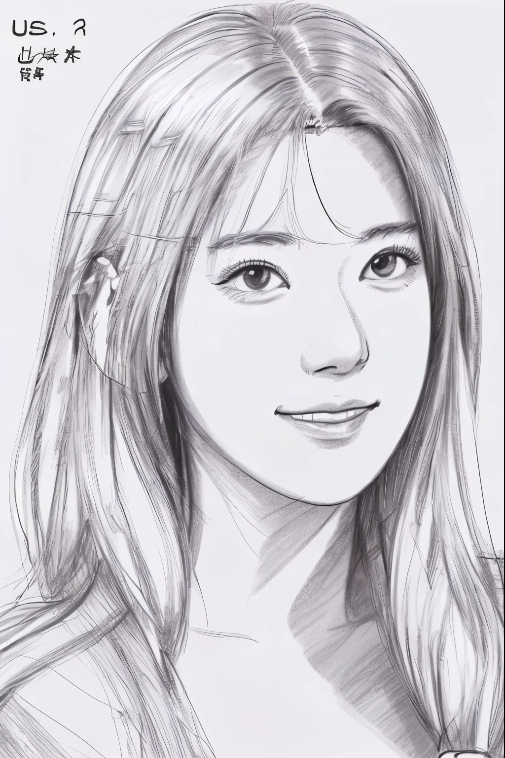 beautiful, alone, 最high quality, High resolution,masterpiece, high quality, One girl, sketch, drawing, pencil speed drawing works, ((user manual, sketch:1.5)), smile,