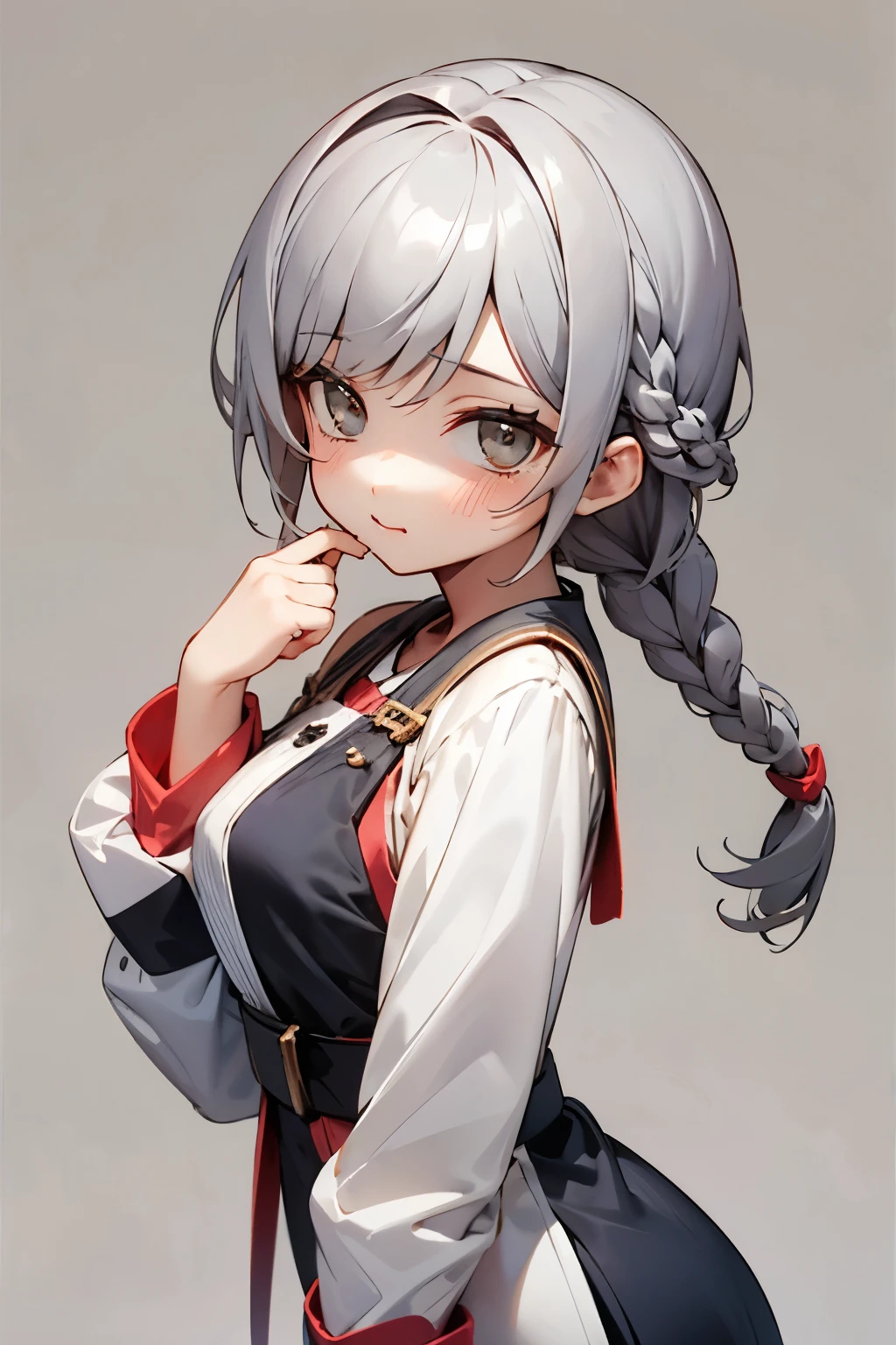 (No background), ((cute)), (Gray Hair), (Braid), , 