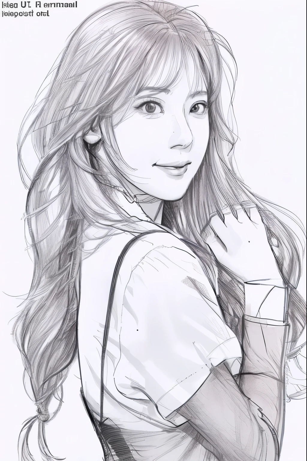 beautiful, alone, 最high quality, High resolution,masterpiece, high quality, One girl, sketch, drawing, pencil speed drawing works, ((user manual, sketch:1.5)), smile,